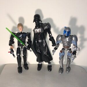 Star Wars Action Figures - Black, Silver, Blue Lego incomplete